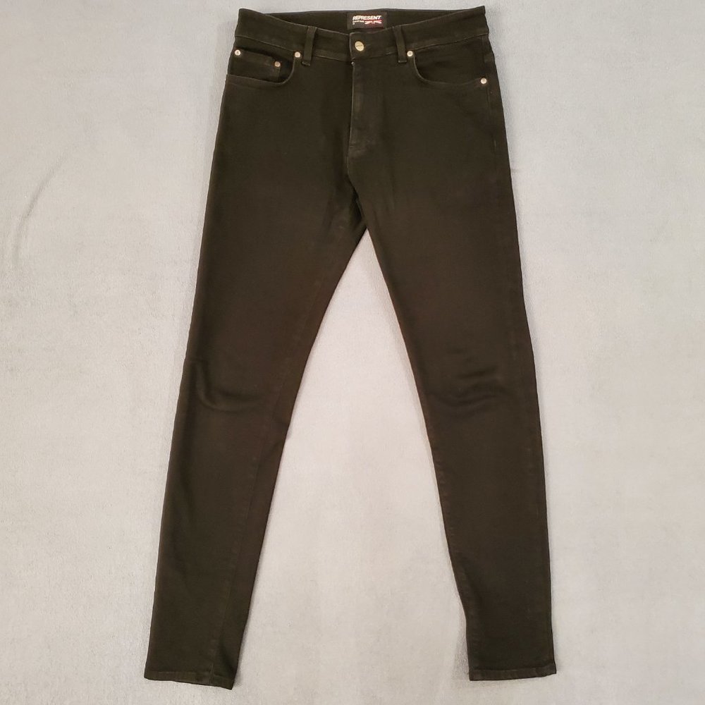 Represent Jeans Mens 32x32 Black Luxury Soft Stretch Denim Made in Italy Quality